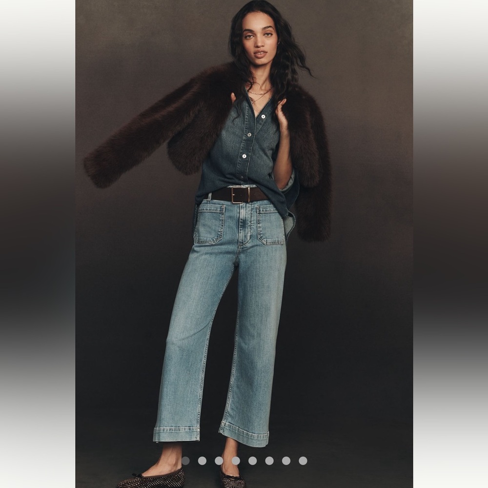Maeve The Colette Crop Wide-Leg Jeans-Palms Wash-25-NWT